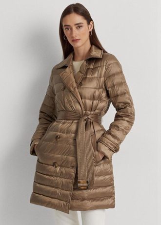Abrigos acolchados metalizados Ralph Lauren para mujer en marrón