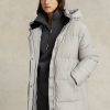 Abrigos con capucha de plumón resistentes al agua Ralph Lauren para mujer en gris