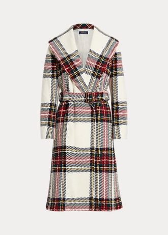 Abrigos cruzados de espiga en mezcla de lana a cuadros multicolor de Ralph Lauren para mujer
