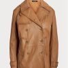 Abrigos cruzados de piel napa Ralph Lauren para mujer en color marrón Abrigos cruzados de piel napa Ralph Lauren para mujer en color marrón