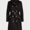 Abrigos cruzados negros de mezcla de algodón para mujer de Ralph Lauren