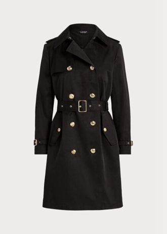 Abrigos cruzados negros de mezcla de algodón para mujer de Ralph Lauren