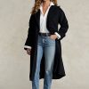 Abrigos cruzados negros de mezcla de lana con solapa de pico de Ralph Lauren para mujer Abrigos cruzados negros de mezcla de lana con solapa de pico de Ralph Lauren para mujer