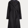 Abrigos cruzados negros de mezcla de lana con solapa de pico de Ralph Lauren para mujer Abrigos cruzados negros de mezcla de lana con solapa de pico de Ralph Lauren para mujer
