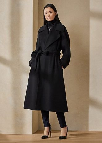 Abrigos cruzados Ralph Lauren Leonarda negros para mujer