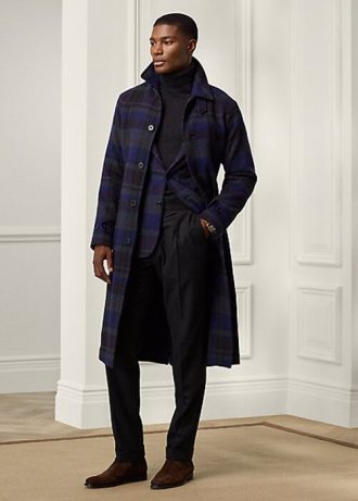 Abrigos de lana a cuadros de Ralph Lauren para hombre, color negro/nacy