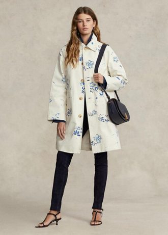 Abrigos de lona blancos con motivos florales de Ralph Lauren para mujer