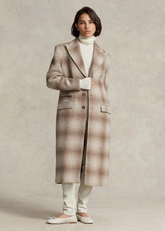 Abrigos de mezcla de lana a cuadros Ralph Lauren para mujer en color marrón