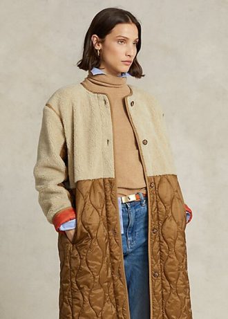 Abrigos híbridos con cinturón y repelentes al agua de Ralph Lauren para mujer en color marrón