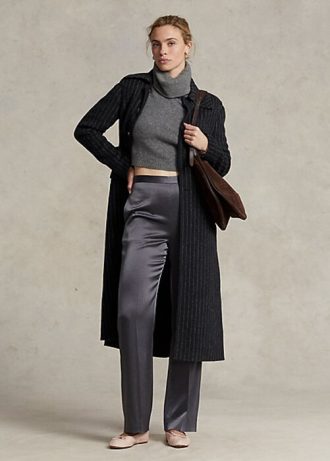 Abrigos negros de doble cara con raya diplomática de Ralph Lauren para mujer