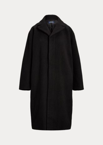 Abrigos negros extragrandes de mezcla de lana con diseño de espiga de Ralph Lauren para mujer