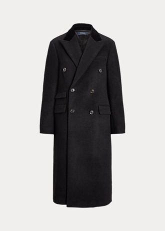 Abrigos Ralph Lauren Melton negros de mezcla de lana y terciopelo con cuello alto para mujer