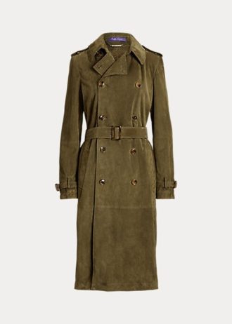 Abrigos Ralph Lauren Romilly de ante de cordero para mujer en color oliva