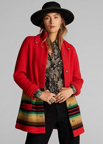 Abrigos tipo suéter de lana Ralph Lauren rojos para mujer