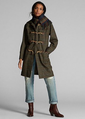 Abrigos tipo trenca de lana a cuadros multicolor de Ralph Lauren para mujer