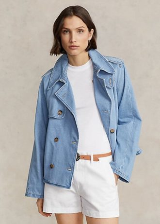 Abrigos vaqueros de corte cuadrado extragrande de Ralph Lauren para mujer en azul