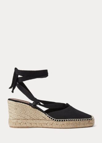 Alpargatas de cuña de lona Ralph Lauren negras para mujer
