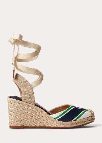 Alpargatas de lona con estampado paisley de Ralph Lauren para mujer en azul marino