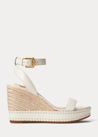 Alpargatas de piel blancas Ralph Lauren Hilarie para mujer