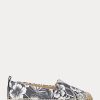 Alpargatas de piel con diseño floral Cameryn III de Ralph Lauren para mujer, color blanco y negro