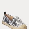 Alpargatas de piel con diseño floral Cameryn III de Ralph Lauren para mujer, color blanco y negro