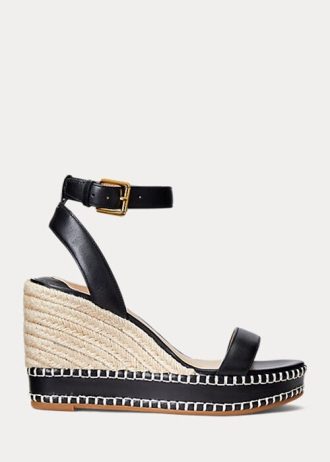 Alpargatas de piel negras Ralph Lauren Hilarie para mujer