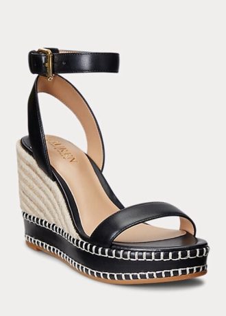 Alpargatas de piel negras Ralph Lauren Hilarie para mujer