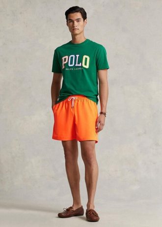 Bañador corto Ralph Lauren Traveller para hombre en color naranja