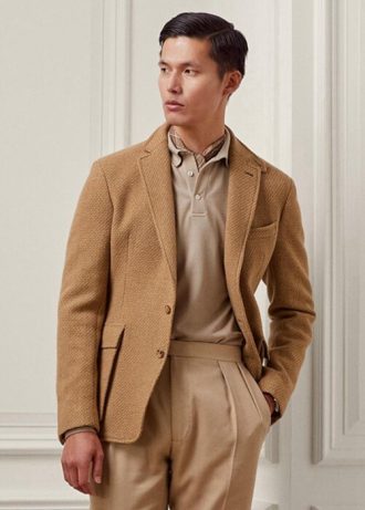 Blazer deportivo de sarga de lana texturizada Ralph Lauren Hadley para hombre, color marrón