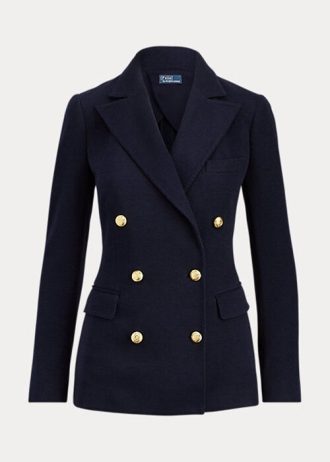 Blazers cruzados de punto Ralph Lauren para mujer en azul marino