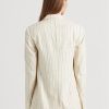 Blazers de sarga de lino a rayas Ralph Lauren para mujer en blanco