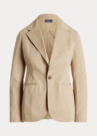 Blazers de sarga elástica Ralph Lauren beige para mujer