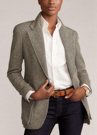 Blazers de tweed Ralph Lauren negros para mujer