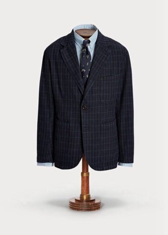 Blazers deportivos Ralph Lauren de algodón y lino sin estructura para hombre en azul marino