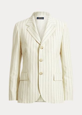 Blazers Ralph Lauren de algodón, lino y lana con rayas color crema para mujer