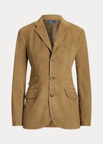 Blazers Ralph Lauren de ante y piel de cordero color caqui para mujer