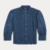 Blusa de gasa de algodón arrugada con estampado floral de Ralph Lauren para mujer en azul Blusa de gasa de algodón arrugada con estampado floral de Ralph Lauren para mujer en azul