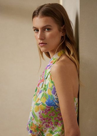 Blusa de lino y voile multicolor Ralph Lauren Darby para mujer