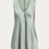 Blusa de satén lavado Ralph Lauren Gwinnett verde para mujer Blusa de satén lavado Ralph Lauren Gwinnett verde para mujer