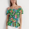 Blusas con hombros descubiertos de jersey floral multicolor de Ralph Lauren para mujer Blusas con hombros descubiertos de jersey floral multicolor de Ralph Lauren para mujer