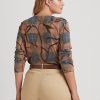 Blusas de manga larga de algodón elástico a cuadros multicolor de Ralph Lauren para mujer