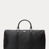 Bolsas de viaje híbridas Ralph Lauren para hombre, color negro, con ribete de cuero