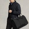 Bolsas de viaje híbridas Ralph Lauren para hombre, color negro, con ribete de cuero