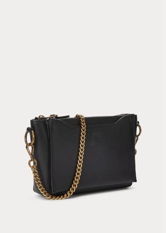 Bolso bandolera mini Sloane de piel negra de Ralph Lauren para mujer