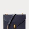 Bolso bandolera Ralph Lauren Polo ID de piel con cadena tipo sobre para mujer en azul marino medianoche