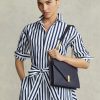 Bolso bandolera Ralph Lauren Polo ID de piel con cadena tipo sobre para mujer en azul marino medianoche