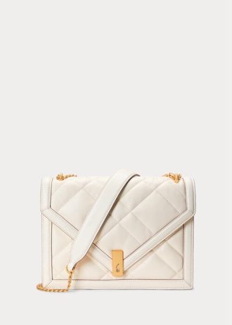 Bolso bandolera tipo sobre de piel acolchada Ralph Lauren Polo ID para mujer en color marfil