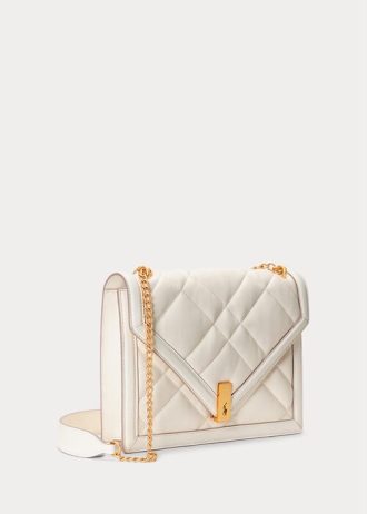 Bolso bandolera tipo sobre de piel acolchada Ralph Lauren Polo ID para mujer en color marfil