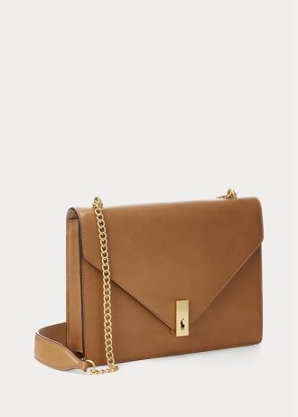 Bolso bandolera tipo sobre de piel de becerro Ralph Lauren Polo ID para mujer en color tostado