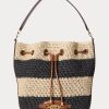 Bolso de mano grande Andie de paja Ralph Lauren para mujer, color natural, negro y tostado Lauren